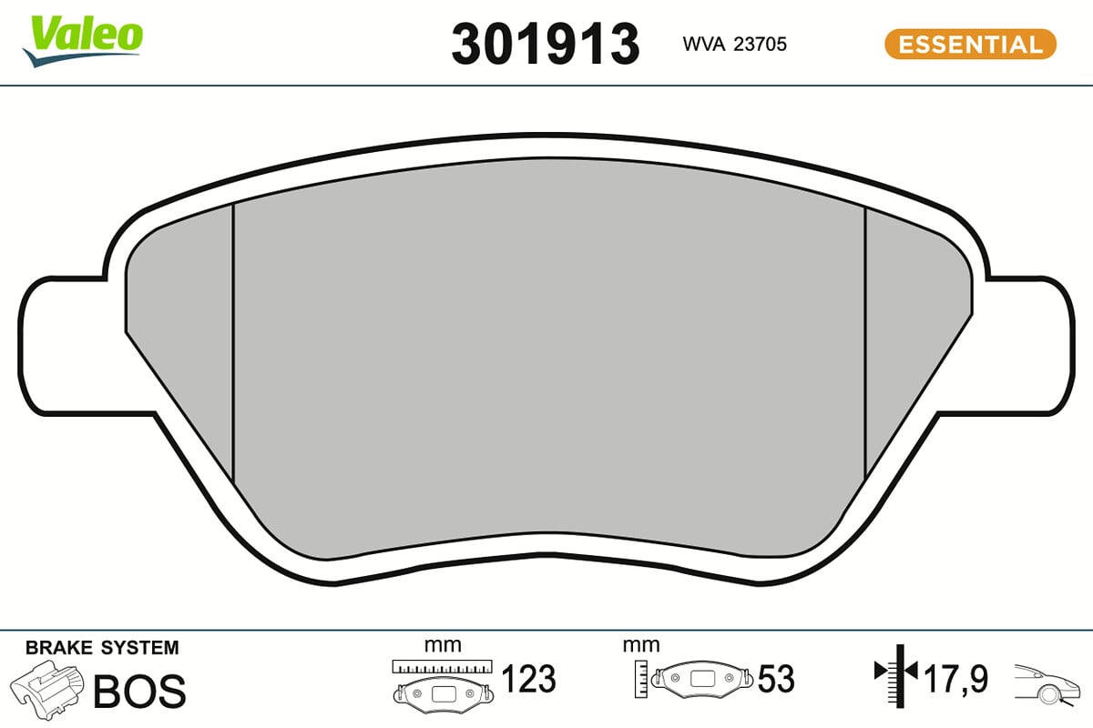 Jeu de 4 plaquettes de frein VALEO ref. 301913